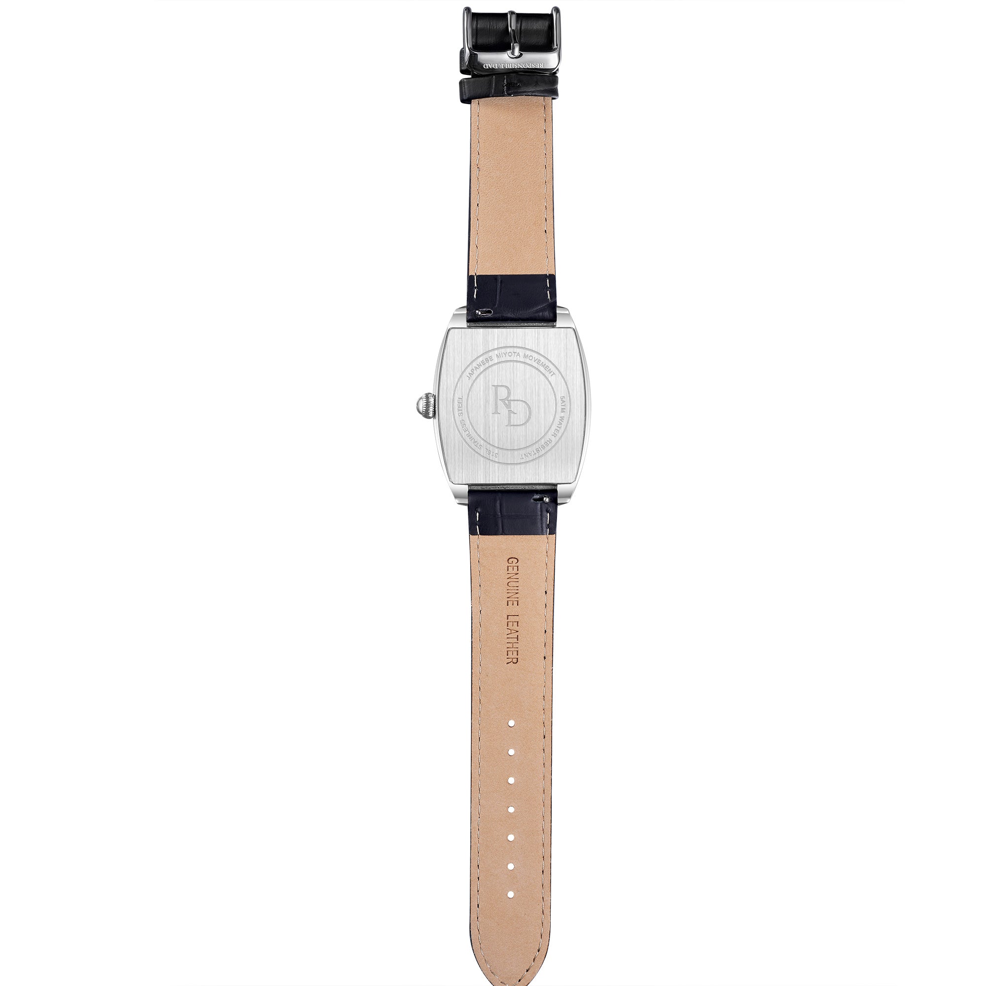 RD0493 chronograph watch with Seiko VD53 movement and white dial, side detail