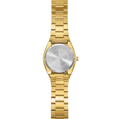 RD63 gold luxury watch with sapphire crystal and luminous markers, side detail